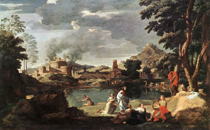 POUSSIN, Nicolas Landscape with Orpheus and Euridice sg China oil painting art